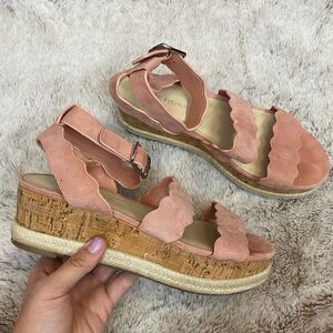 Marc Fisher Fayme Platform Scallop Sandals Women's Shoes In Coraline Women’s 7